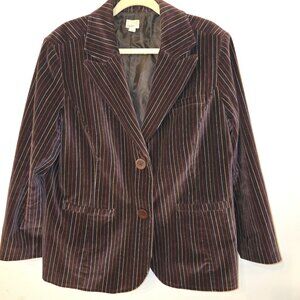 Caslon Brown Velvet Pin-Striped Jacket Blazer Size 18W